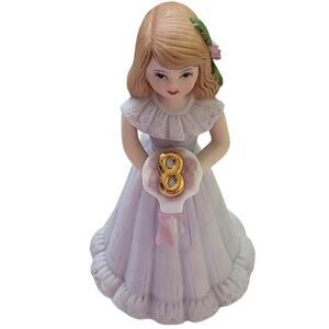 2 For $5 Sale Vintage Enesco Growing Up Birthday Girls Brunette   Age 8     1982